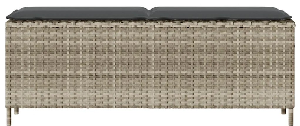 világosszürke polyrattan kerti pad párnával 110x30x40,5 cm