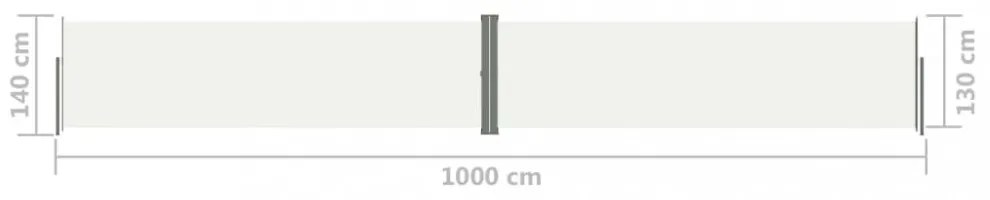 krémszínű behúzható oldalsó napellenző 140 x 1000 cm