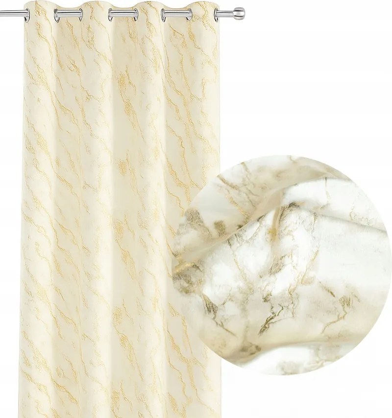 Kész Függöny Krémszínű velúr Arany Márvány 135x260