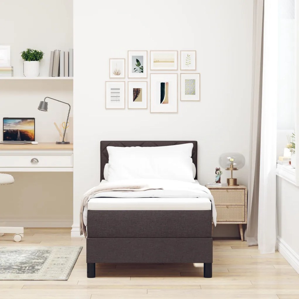 Box spring ágy matraccal Sötétbarna 80x200 cm Szövet