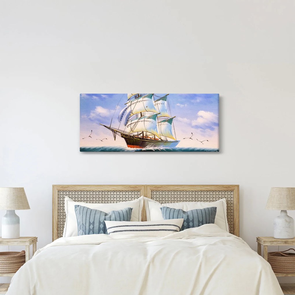 Kép egy hajóról a hullámokon (120x50 cm)