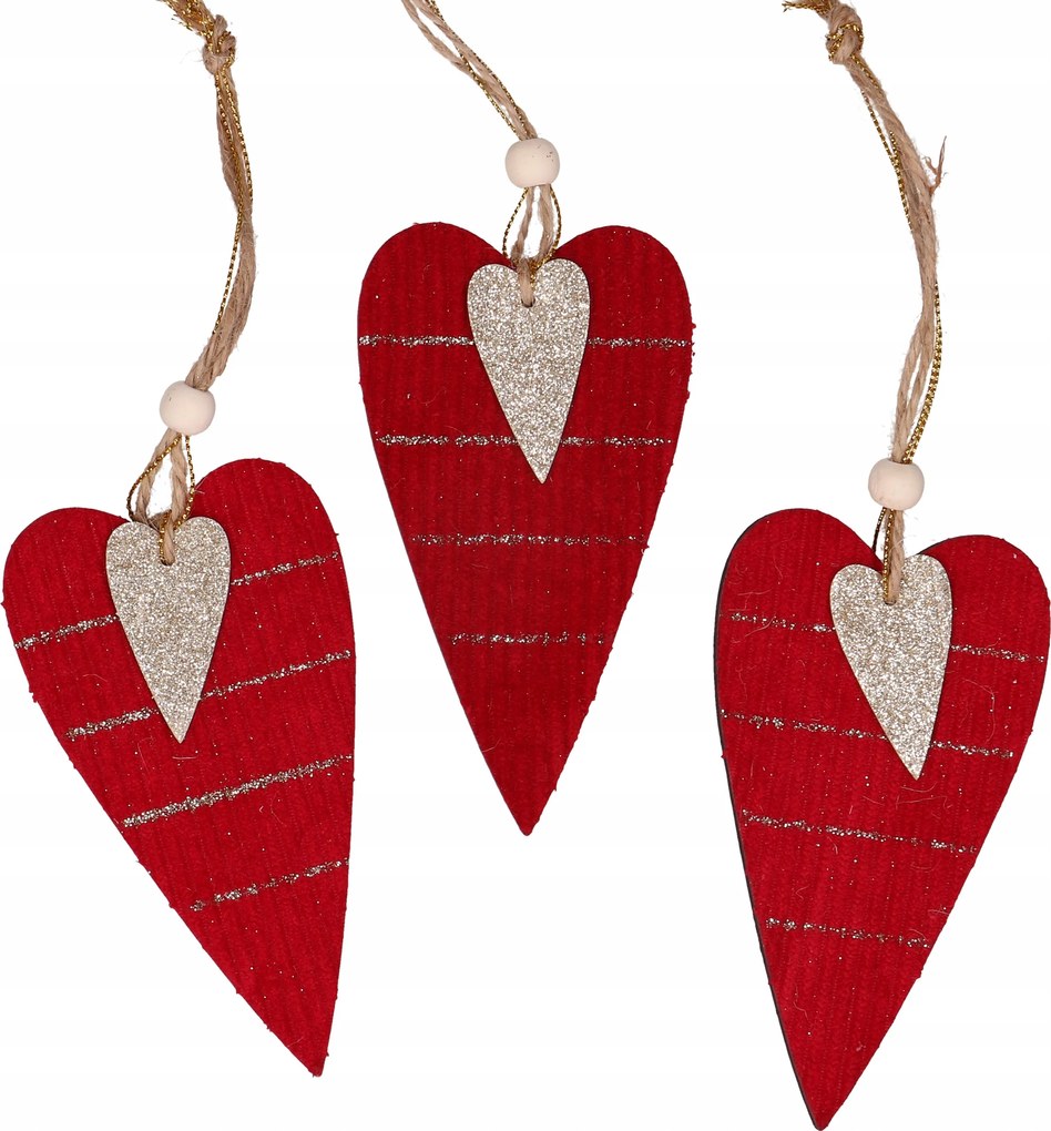 Fa szív medál bordó 11cm 6db