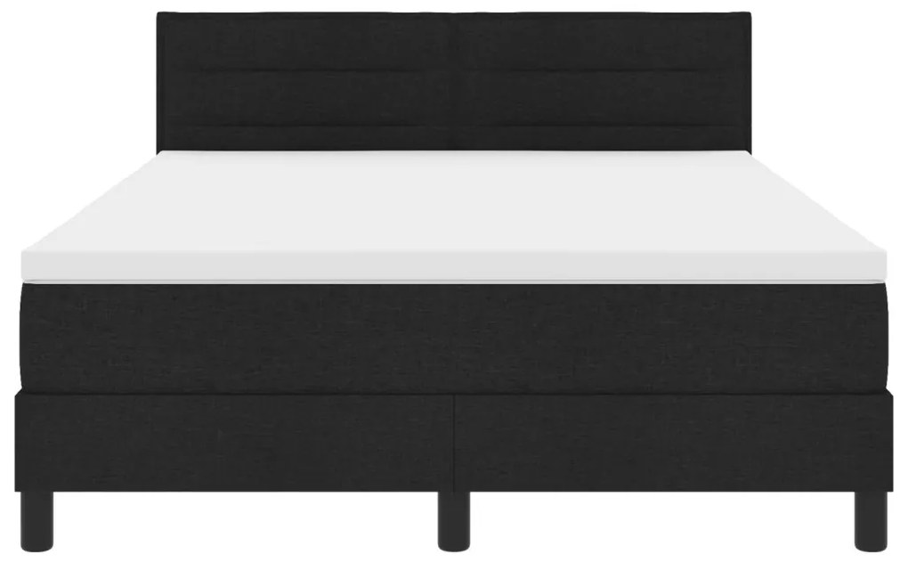 Boxspring Ágy Matracccal és LED Fénnyel Fekete 140x190 cm Szövet