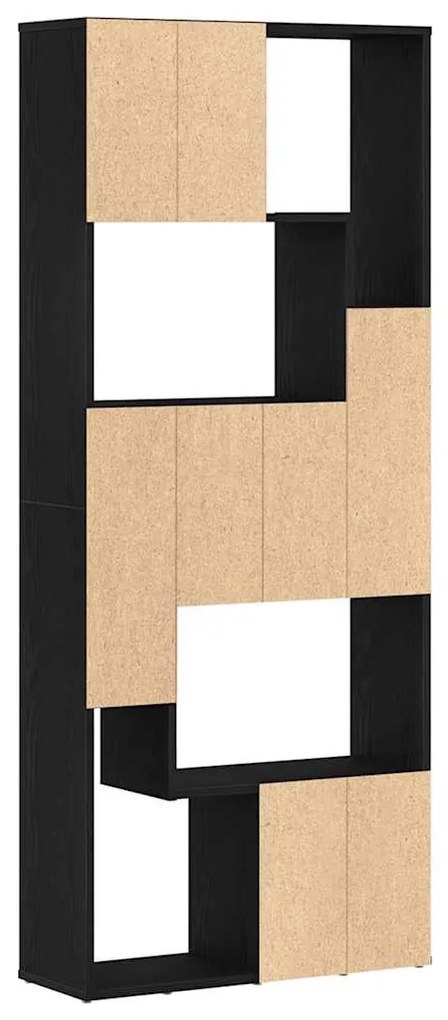 fekete tölgy színű szerelt fa könyvespolc 67 x 24 x 161 cm