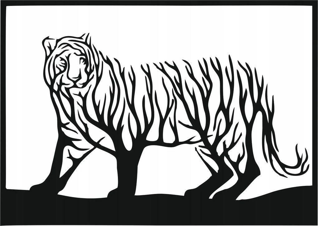 Áttetsző Panel 3D Fali Dekoráció otthonra 65 CM Tigris Dekorációs kép