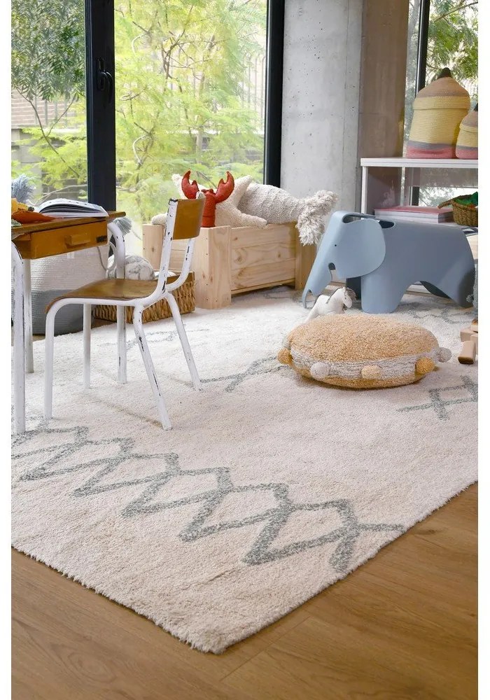 Kék-krémszínű mosható kézi szövésű pamut szőnyeg 170x240 cm Atlas Natural – Lorena Canals