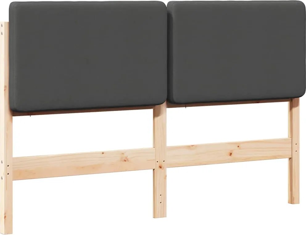 vidaXL Kárpitozott fejtámla Barna és sötétszürke 150 cm Tömör fenyőfa