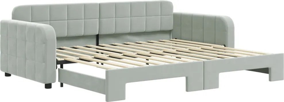 vidaXL világosszürke kihúzható bársony heverő 90 x 200 cm