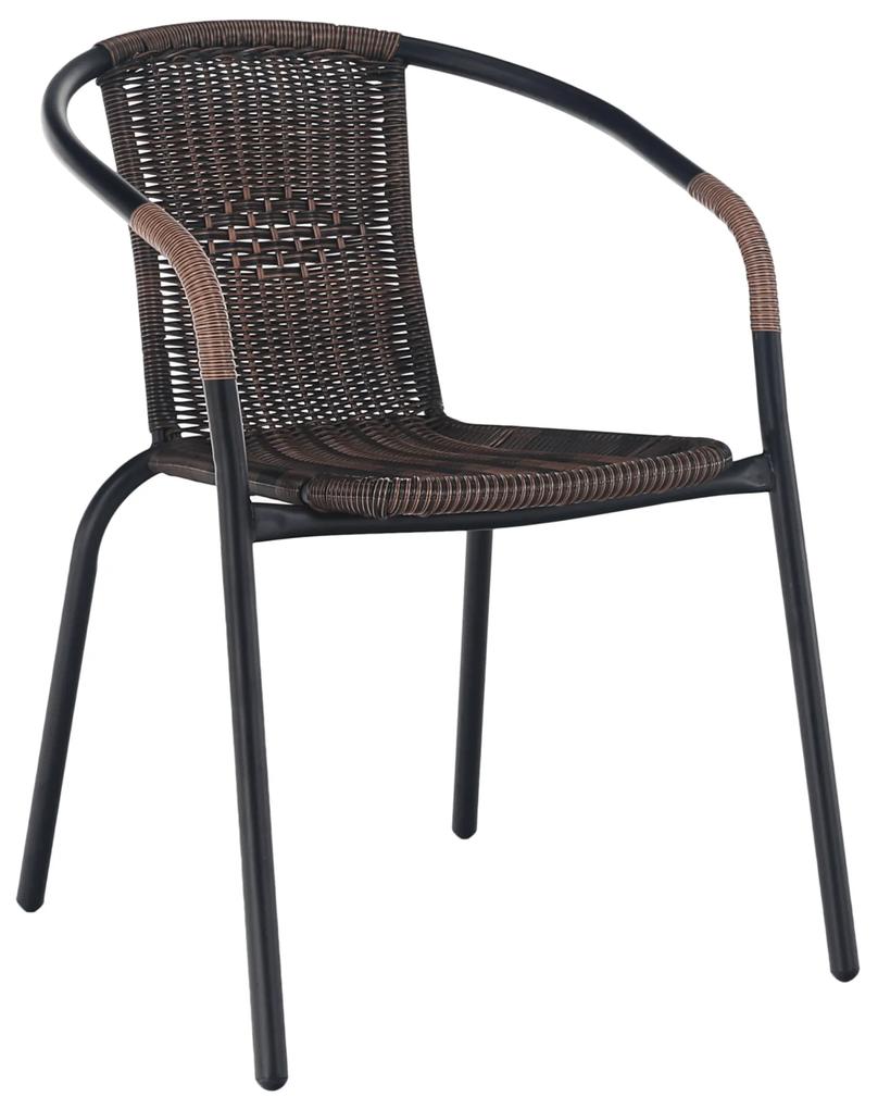 Egymásba rakható szék, barna/fekete fém, DOREN