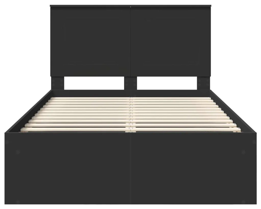 vidaXL Ágykeret fejtámlával Fekete 120 x 200 cm Tömör fenyőfa