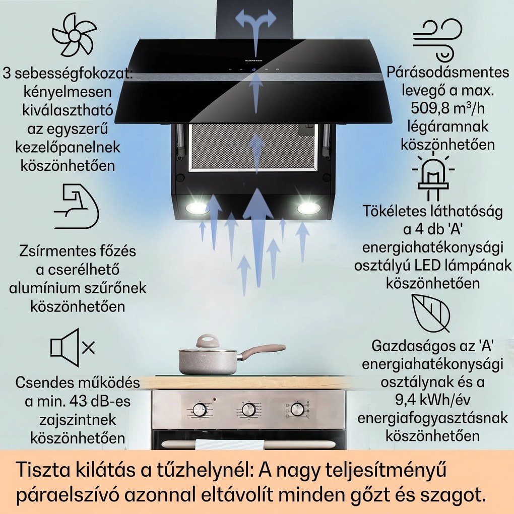 Klarstein Clara 60, páraelszívó, 509 m³/ó, érintőkijelző, környezeti háttérvilágítás