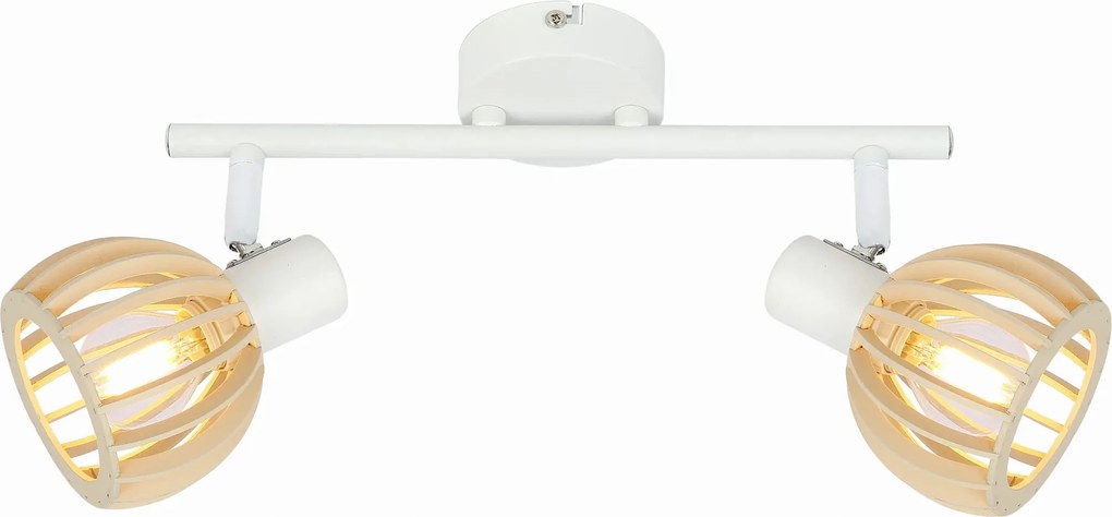 Fali mennyezeti lámpa fehér fa lámpabúra dupla 43 cm Candellux