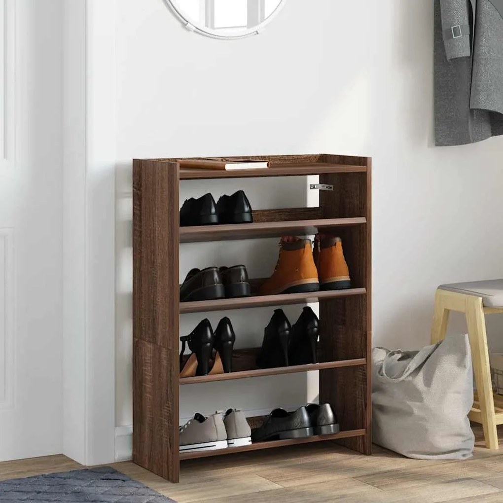 barna tölgy színű szerelt fa cipőtartó 60x25x81 cm
