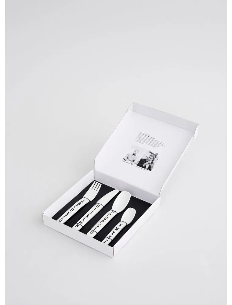 4 db-os fehér gyerek evőeszköz készlet - Design Letters