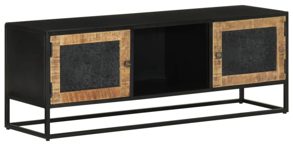 tömör mangófa és vas TV-szekrény 110 x 30 x 40 cm