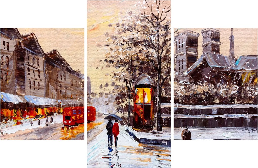 Kép - Egy téli város festménye (90x60 cm)