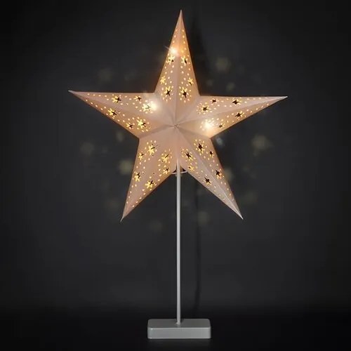 Solight LED karácsonyi csillag állvánnyal, fehér, 45 cm, 10x LED, 2x AA