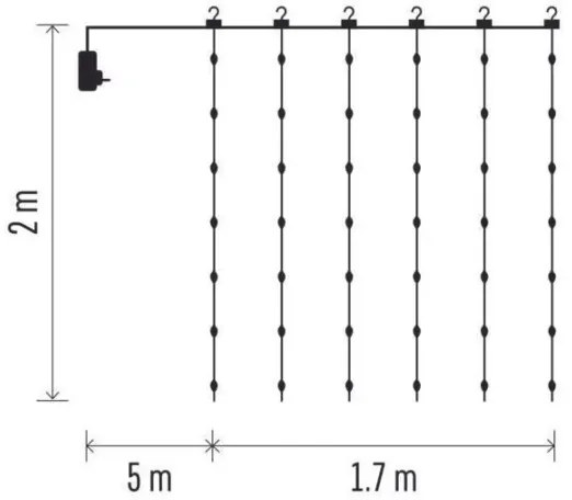 LED kültéri fényfüzér, 240 LED/8 funkció, 6,7 m, IP44, meleg fehér