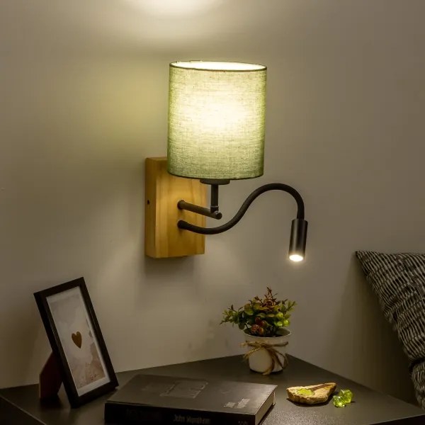 Brilagi - LED Fali lámpa NUBILA WOOD 1xE27/25W/230V + LED/3W tölgy/zöld