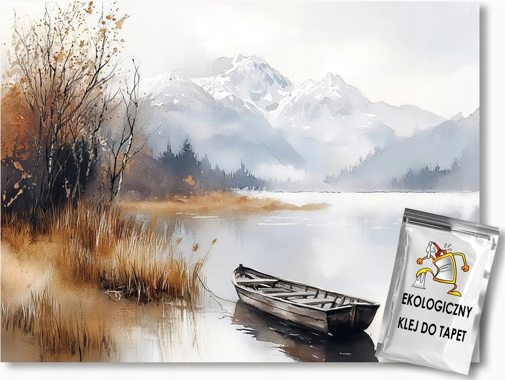 Fotótapéta Flizelina Tájkép Ősz Hegyek Tó Csónak 250x175 ragasztó