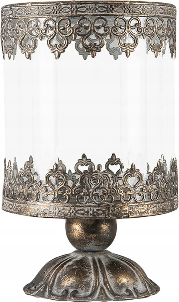 Retro Stílusú Fém Gyertyatartó Hálószoba Nappaliba Régi Arany 21cm magas