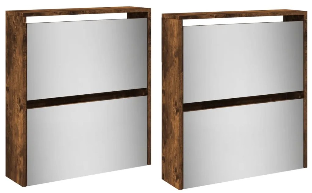 füstös tölgy 4 szintes cipőszekrény tükörrel 63 x 17 x 134 cm