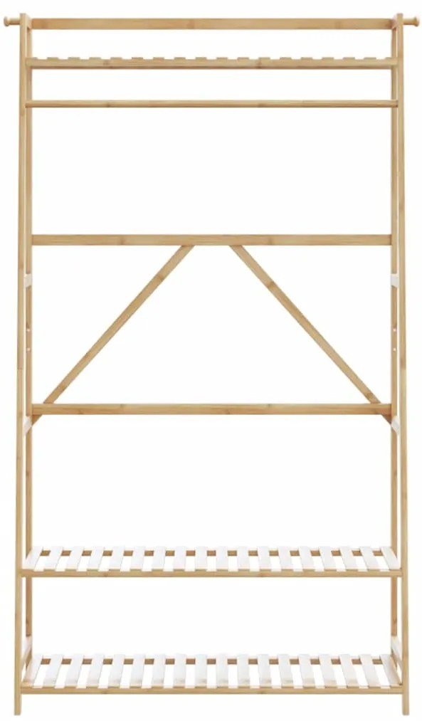 bambusz ruhaállvány polcokkal 110x40x180 cm