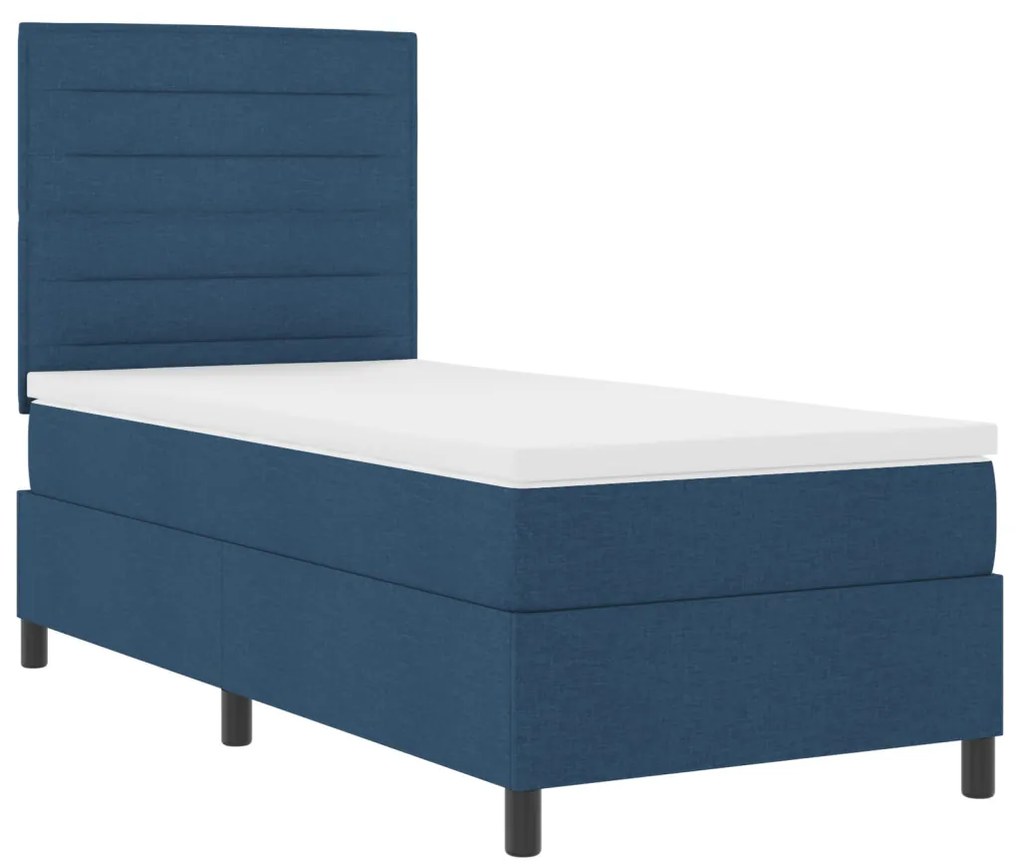 Boxspring ágy matraccal, kék, 100x200 cm szövet