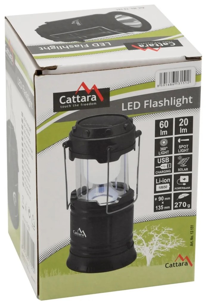 Cattara Camping újratölthető zseblámpa, LED 20/60lm