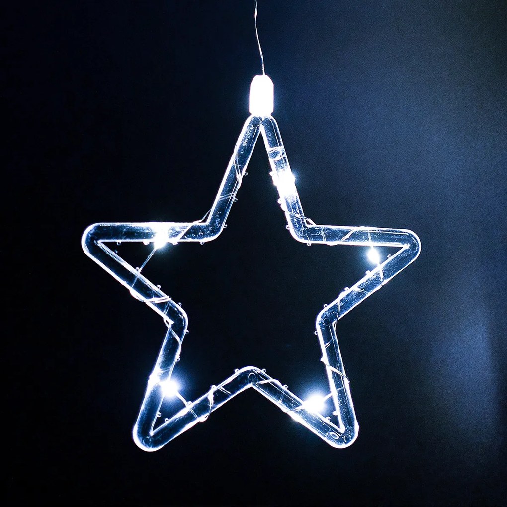 Kültéri fényfüggöny Stars, 200x60cm, LED, hidegfehér, időzítő, 8 funkció, elemes, 200 cm