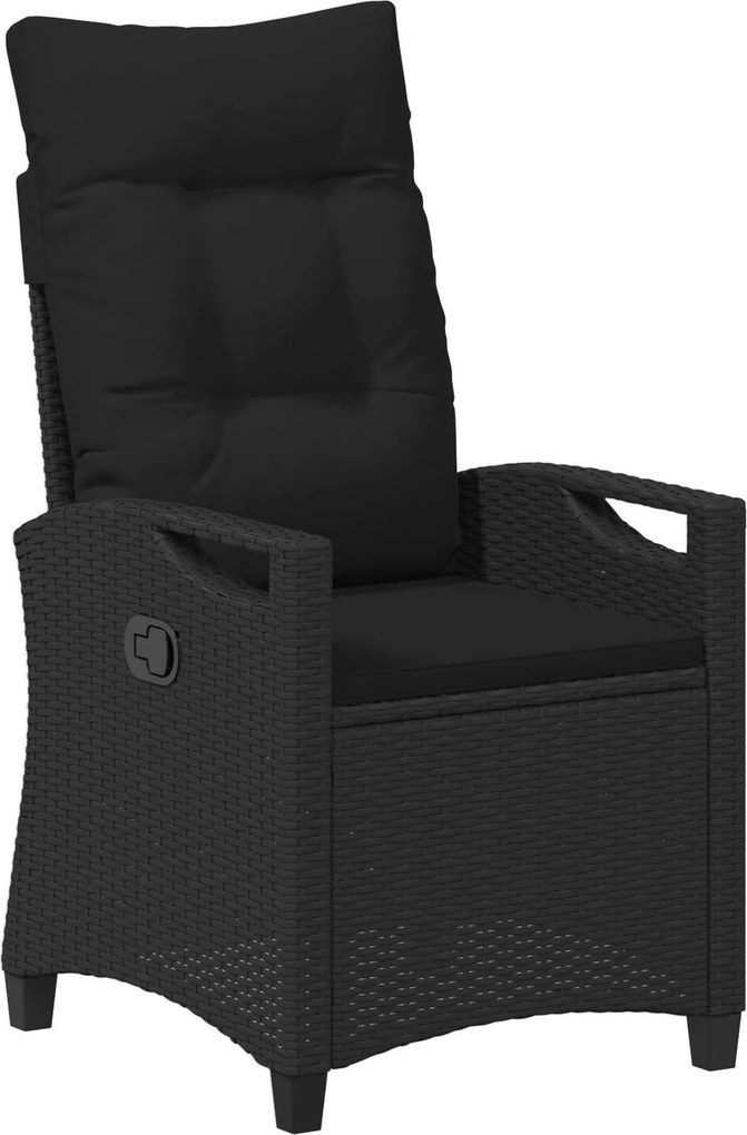 vidaXL Fekvő Kerti Szék Fekete 56 x 60 x 112 cm polirattan