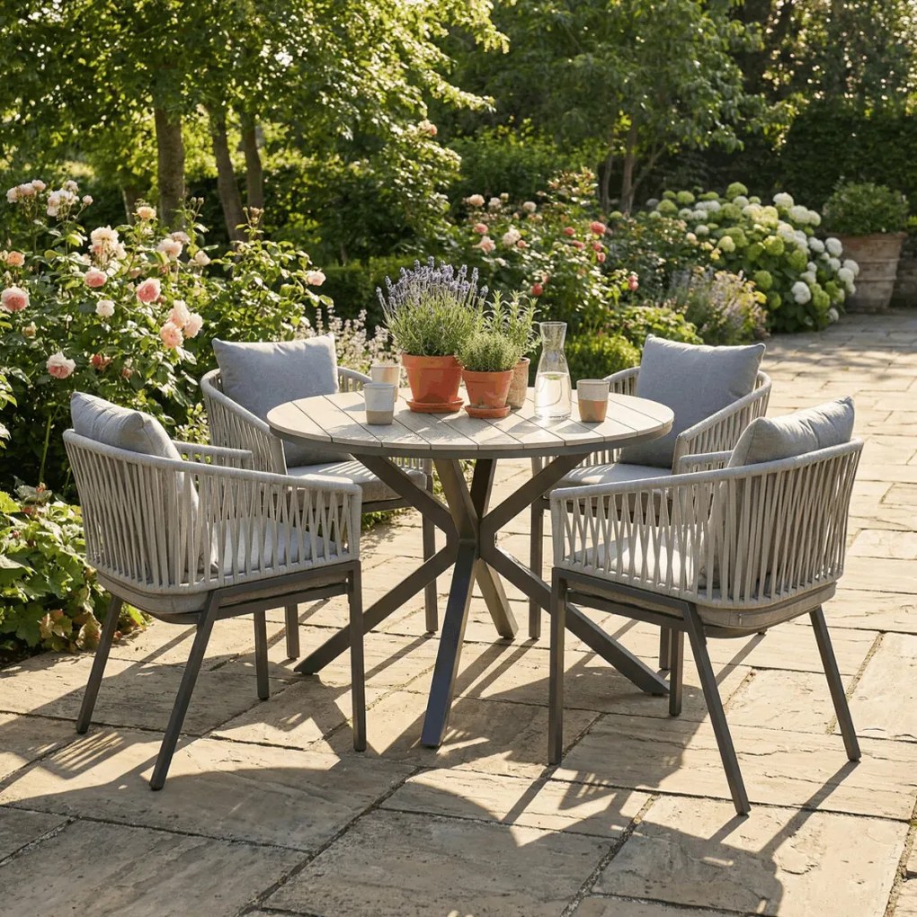 Kerti szék, fém, polyrattan, szürke, AZC-S1430 GREY