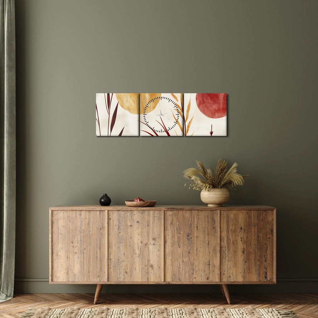Kép - Növények és körök (órával) (90x30 cm)