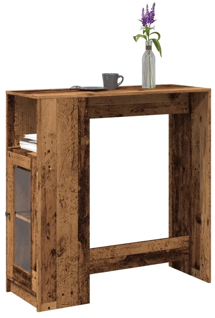 vidaXL antik fa színű szerelt fa bárasztal tárolókkal 101x40x103,5 cm