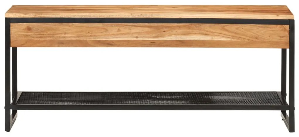 tömör akácfa és vas cipőpad 110 x 35 x 45 cm