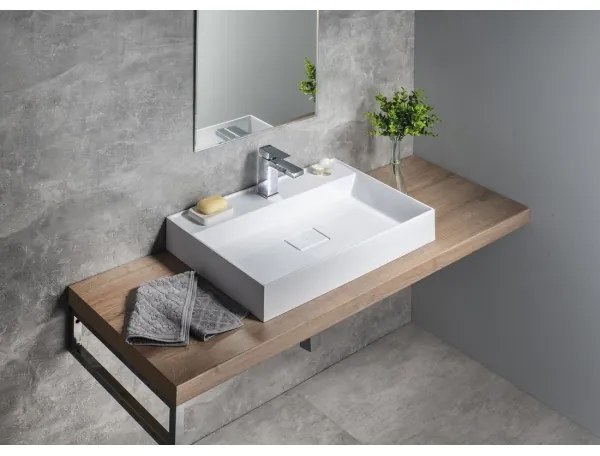 Sapho - Pultba ültethető mosdó GODIVA 68x44 cm márvány/fehér