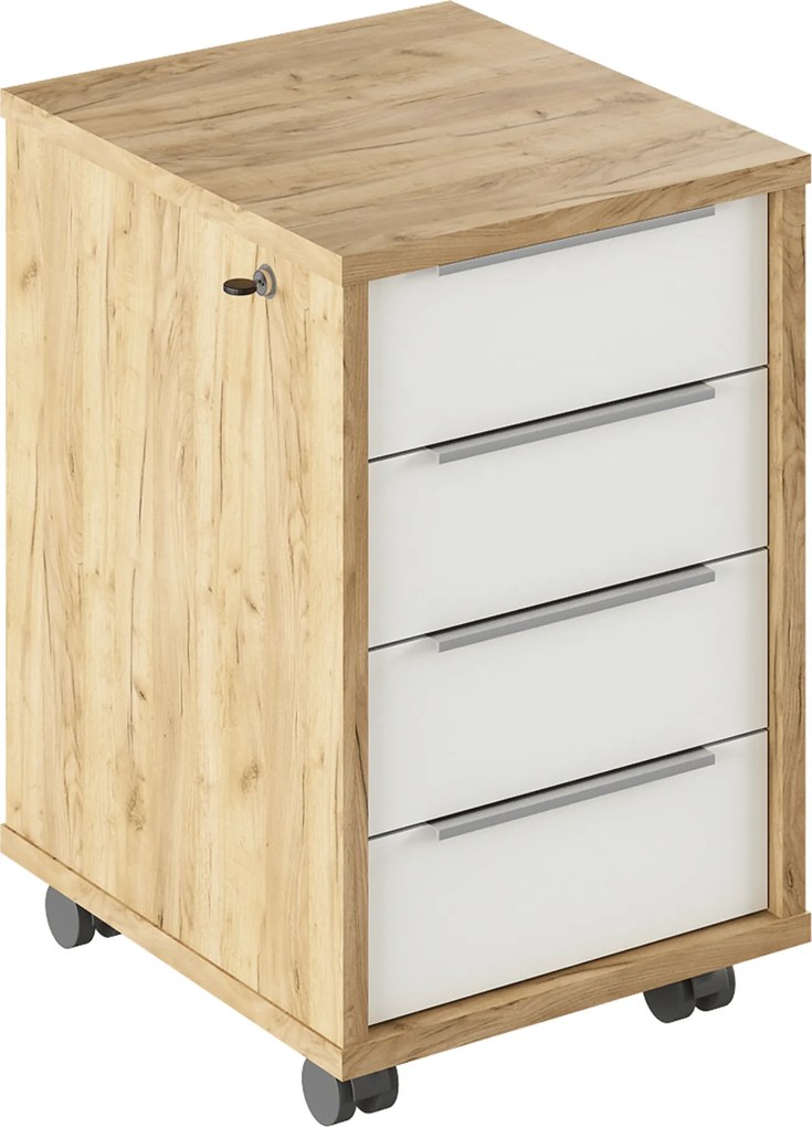 Fiókos elem zárral,artisan tölgy/fehér, RIOMA TYP 30