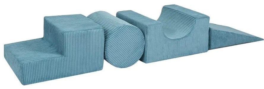 Türkiz kordbársony habszivacs játszótér 4 db-os magasság 30 cm 45x170 cm Montessori – Meowbaby