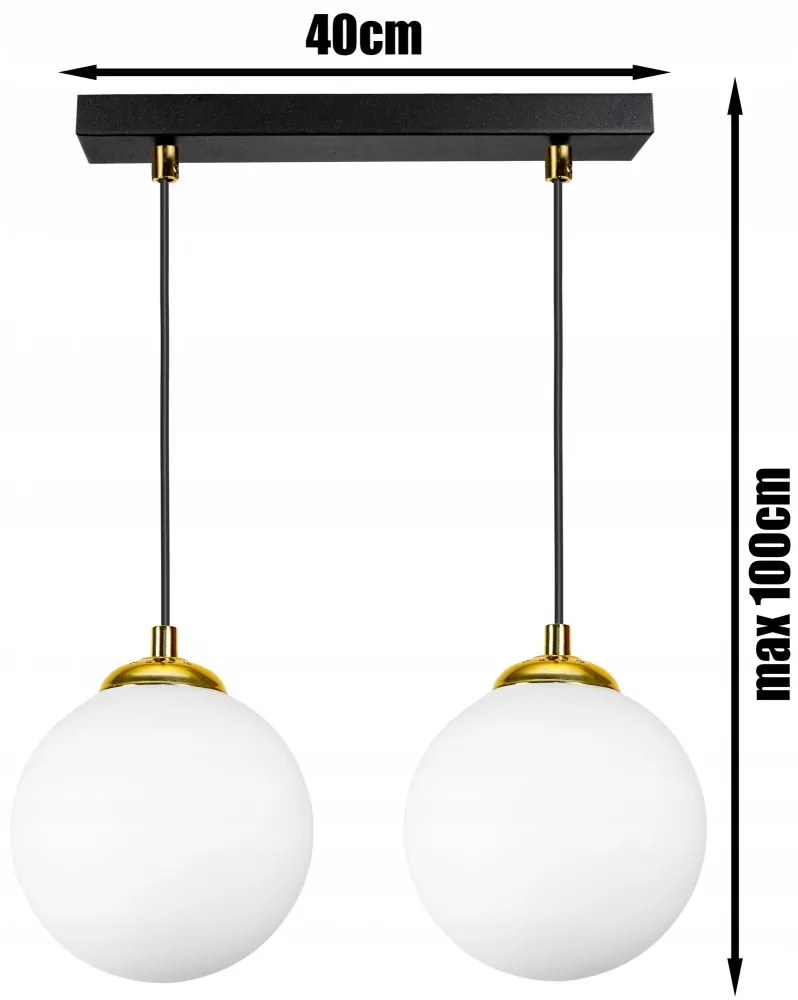Glimex opál üveg gömb / golyó függőlámpa 2xE27 LISZ (GLIS0002)