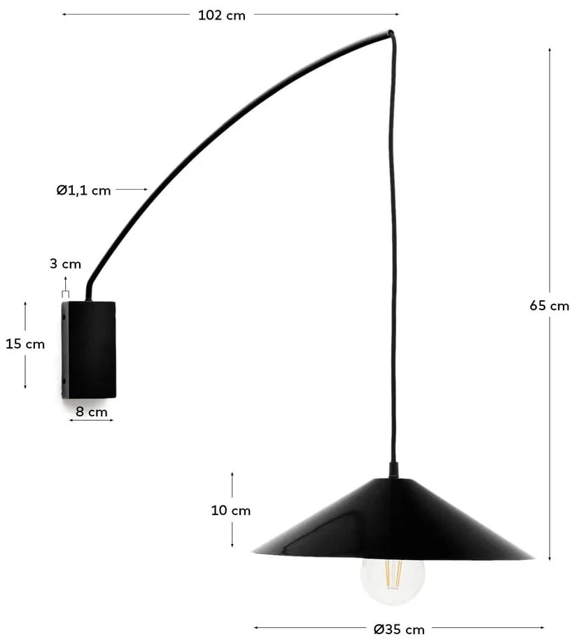 Fekete fali lámpa ø 35 cm Kally – Kave Home