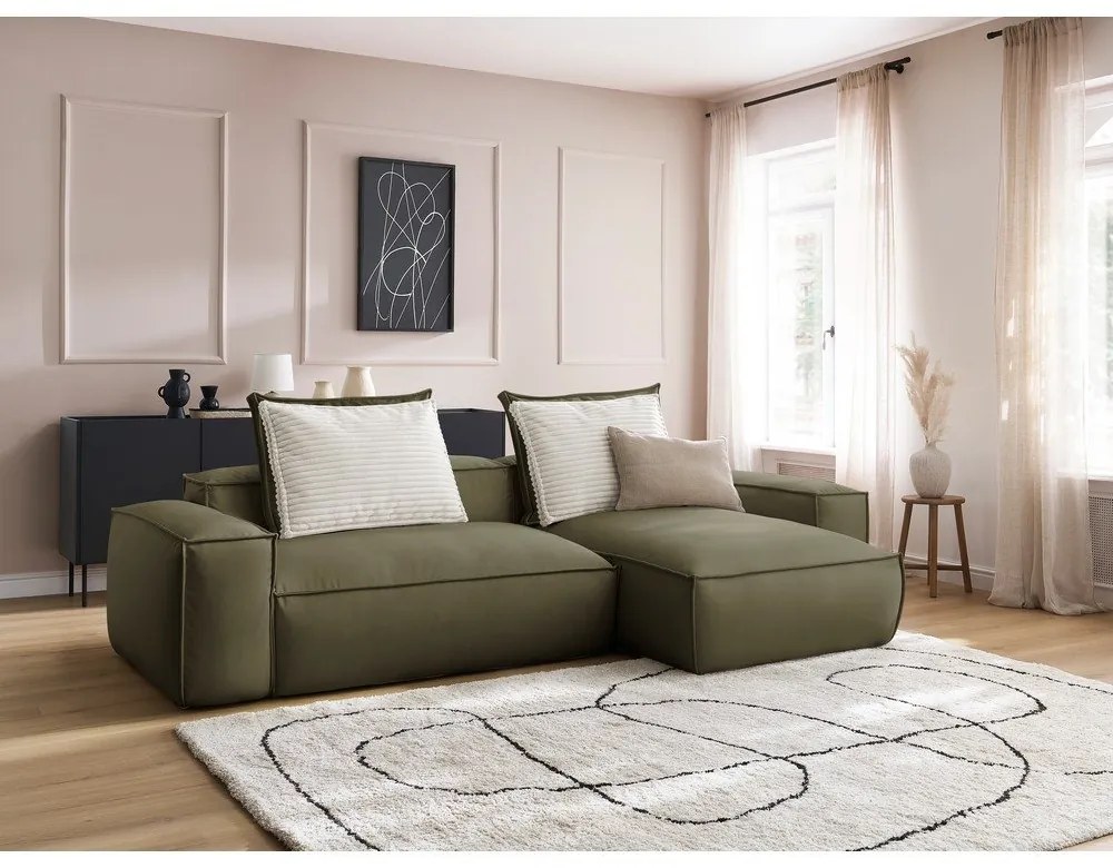 Zöld bőrutánzat sarokkanapé (variálható) Boheme – Bobochic Paris