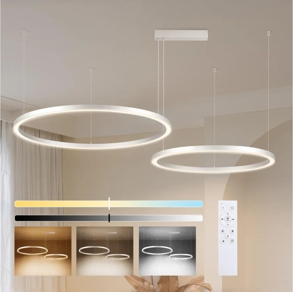 Brilagi - PORTOFINO kábeles, fényerőszabályozható LED csillár LED/98W/230V ezüst + távirányító