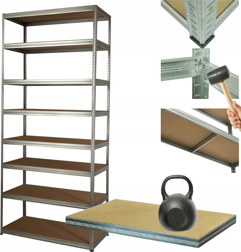 Horganyzott fém tároló állvány Helios 270x120x60cm 8Px175kg Magas