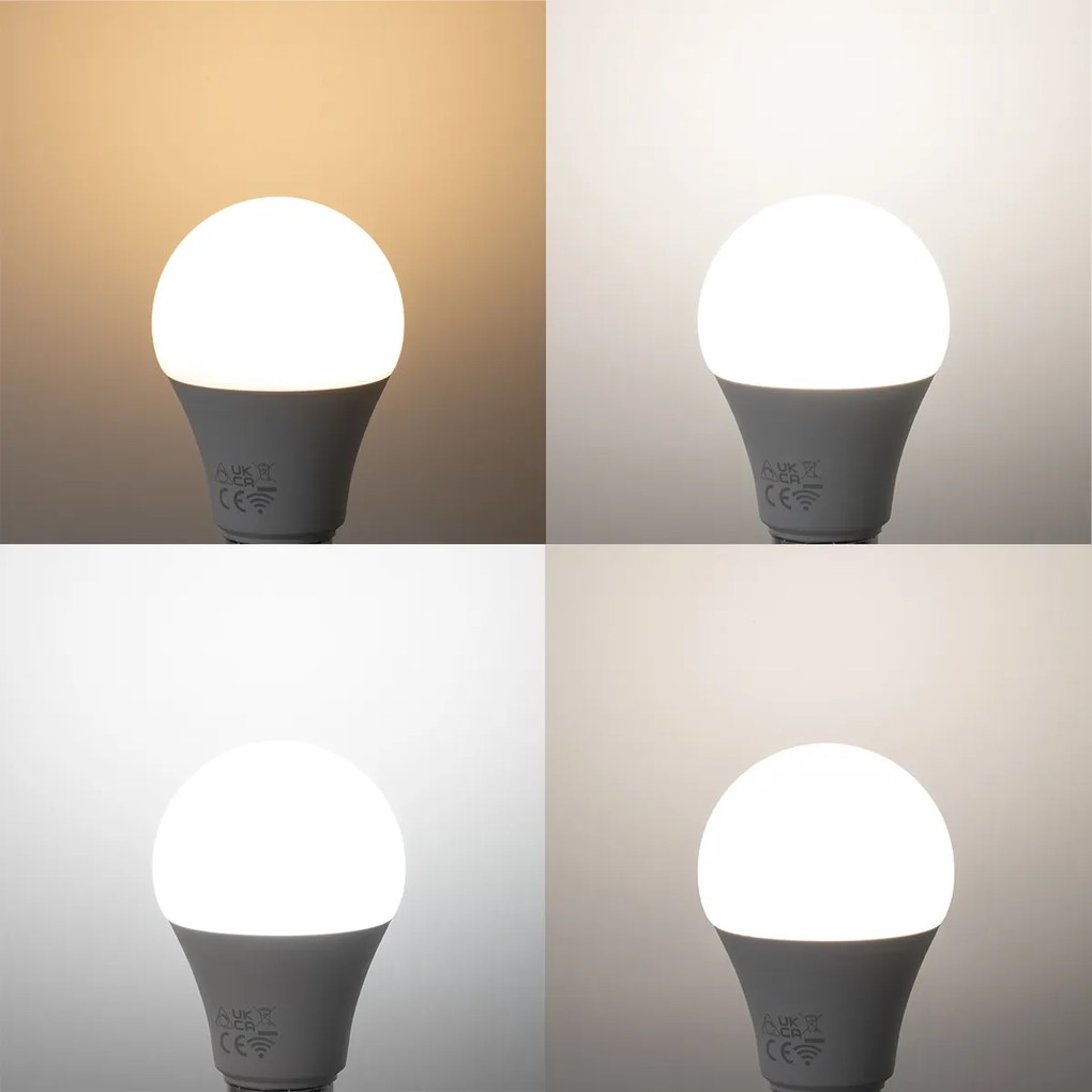 5 db Okos E27 LED izzó A60 Matt RGBW 9W 806lm 2700-6500K