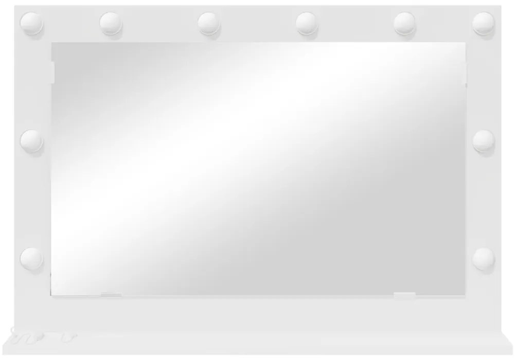 LED világítással ellátott sminktükör fehér 80x55x18 cm