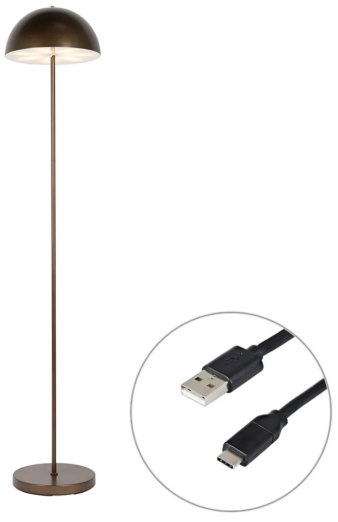 Kültéri állólámpa sötét bronz újratölthető 3 fokozatú fényerőszabályzóval - Keira