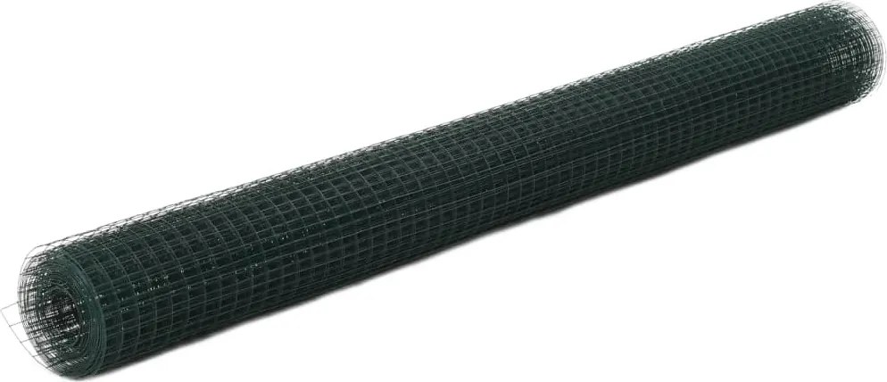 vidaXL zöld PVC-bevonatú acél csirkeháló drótkerítés 25 x 1,5 m
