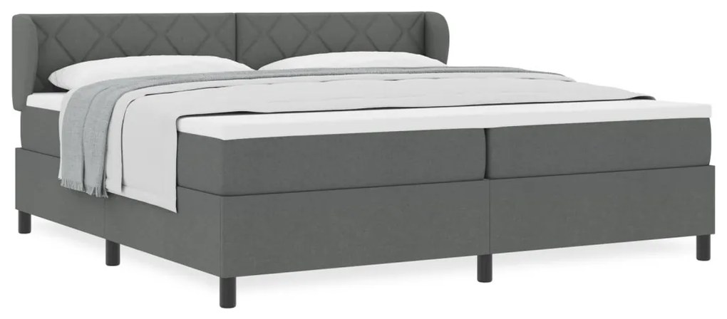 Boxspring Ágy Matracokkal Sötétszürke 200x200 cm Szövet