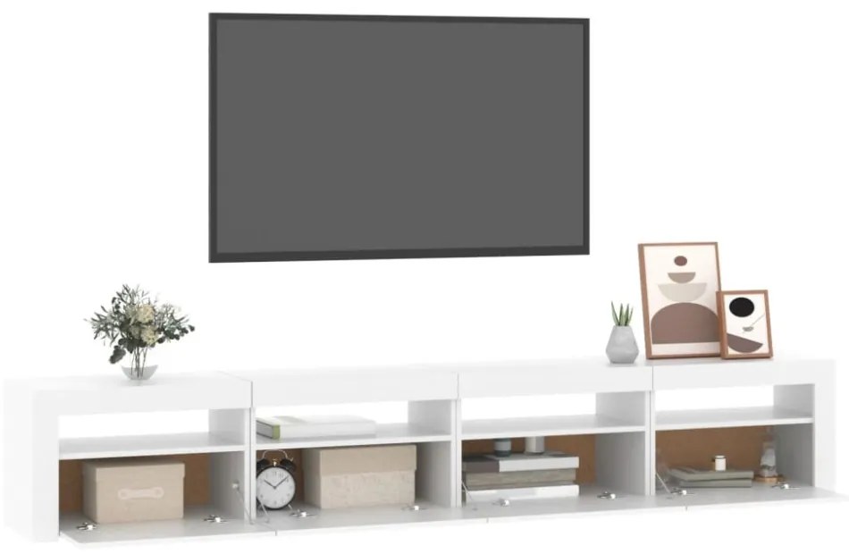 fehér TV-szekrény LED-lámpákkal 240x35x40 cm