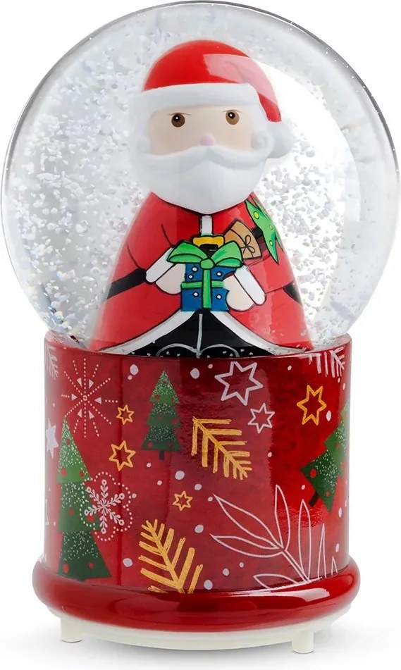 Forgó hógömb zenedobozzal Mikulás 16 cm Egan Italy